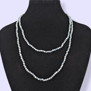 Bohemian Blue & White Stone Bead Necklace